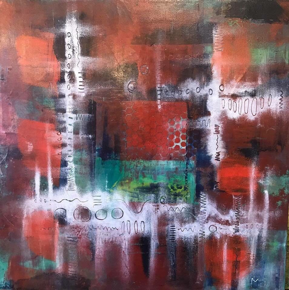 Elaine Dunham oil and wax abstract art.